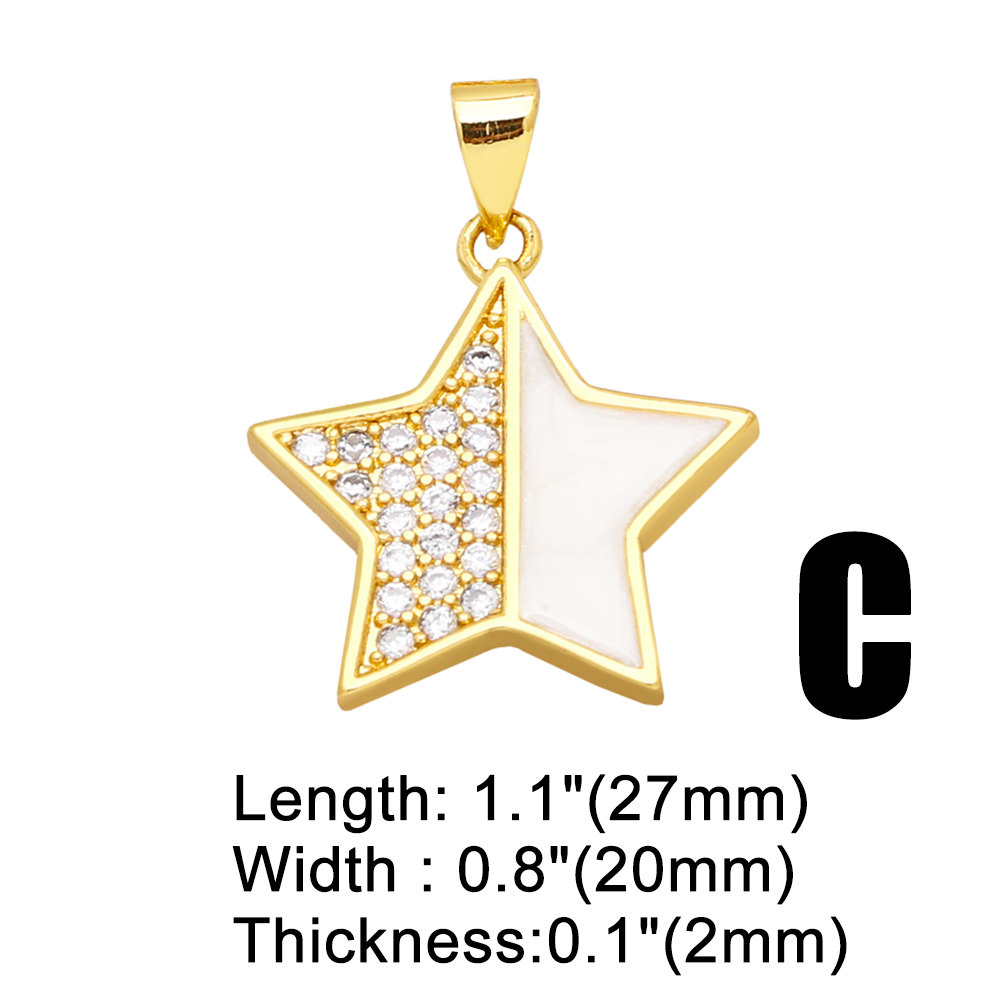 1 Piece Fashion Cross Star Moon Copper Enamel Plating Inlay Zircon 18k Gold Plated Pendants Jewelry Accessories display picture 6
