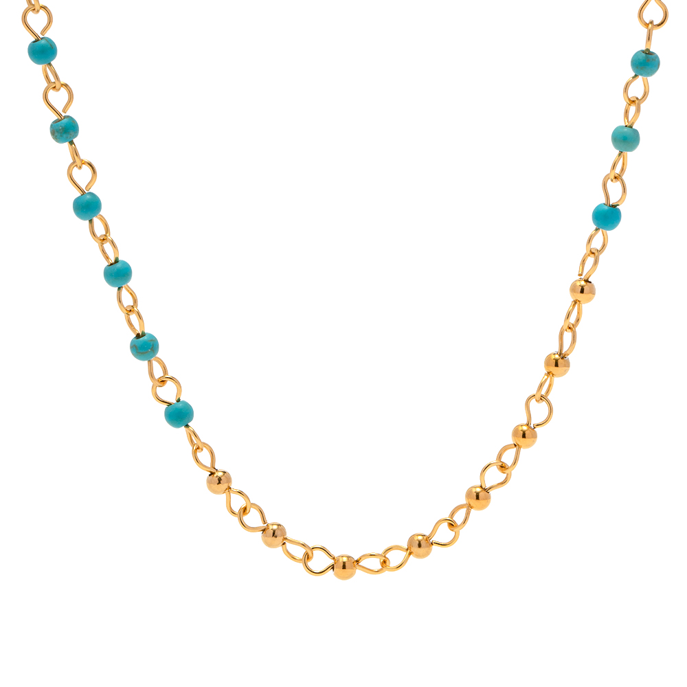 1 Piece Retro Color Block Stainless Steel Turquoise Plating Necklace display picture 2