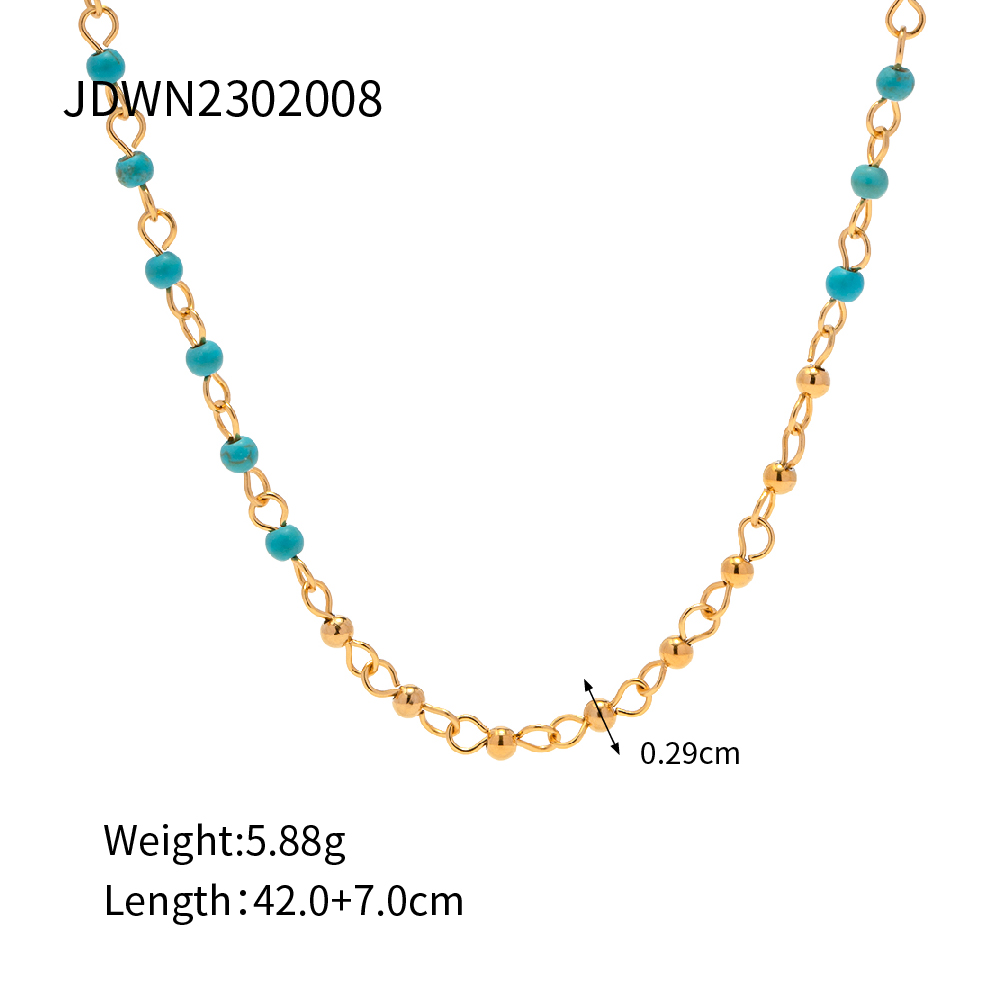 1 Piece Retro Color Block Stainless Steel Turquoise Plating Necklace display picture 1