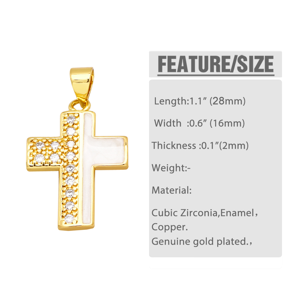 1 Piece Fashion Cross Star Moon Copper Enamel Plating Inlay Zircon 18k Gold Plated Pendants Jewelry Accessories display picture 1