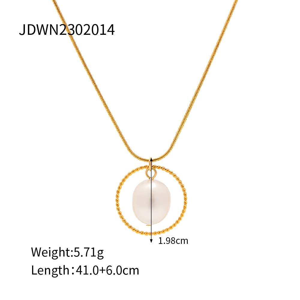 1 Piece Fashion Round Stainless Steel Freshwater Pearl Plating Necklace display picture 1