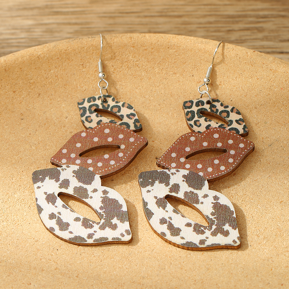 1 Pair Cowboy Style Lips Shoe Wood Women's Drop Earrings display picture 1