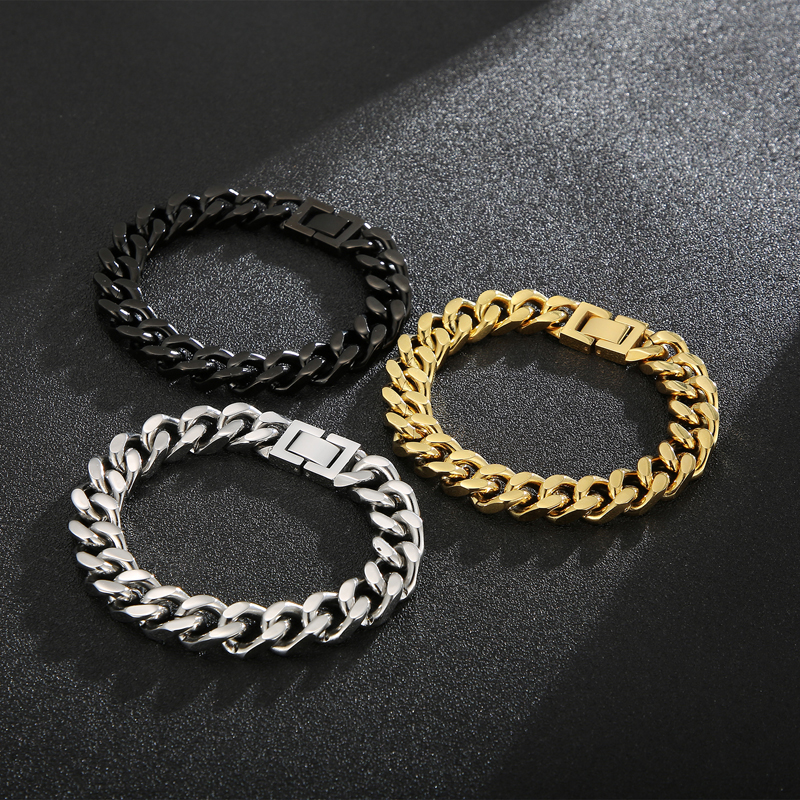Stainless Steel 18K Gold Plated Hip-Hop Patchwork Plating Solid Color Bracelets display picture 5