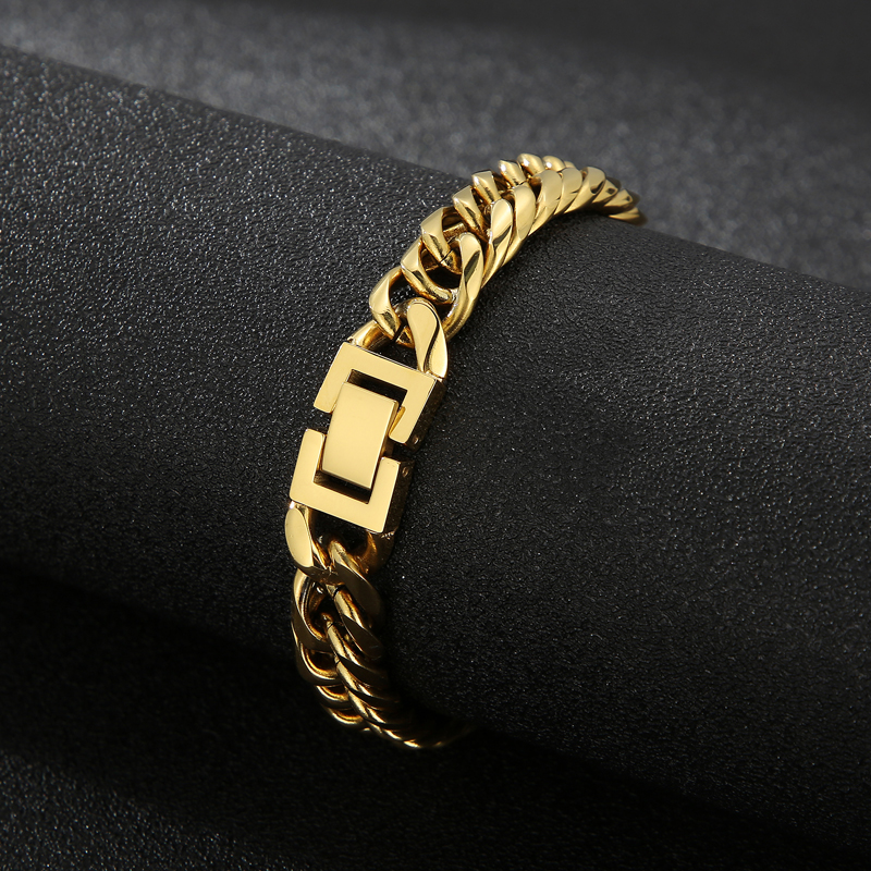 Hip-Hop Solid Color Stainless Steel 18K Gold Plated Bracelets In Bulk display picture 4