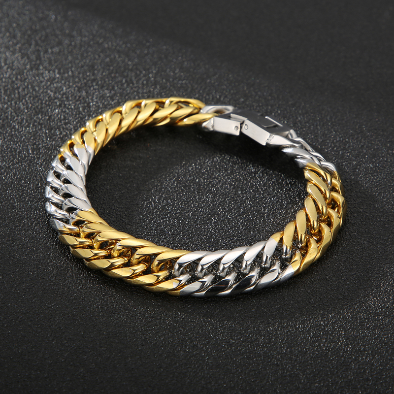 Hip-Hop Solid Color Stainless Steel 18K Gold Plated Bracelets In Bulk display picture 8