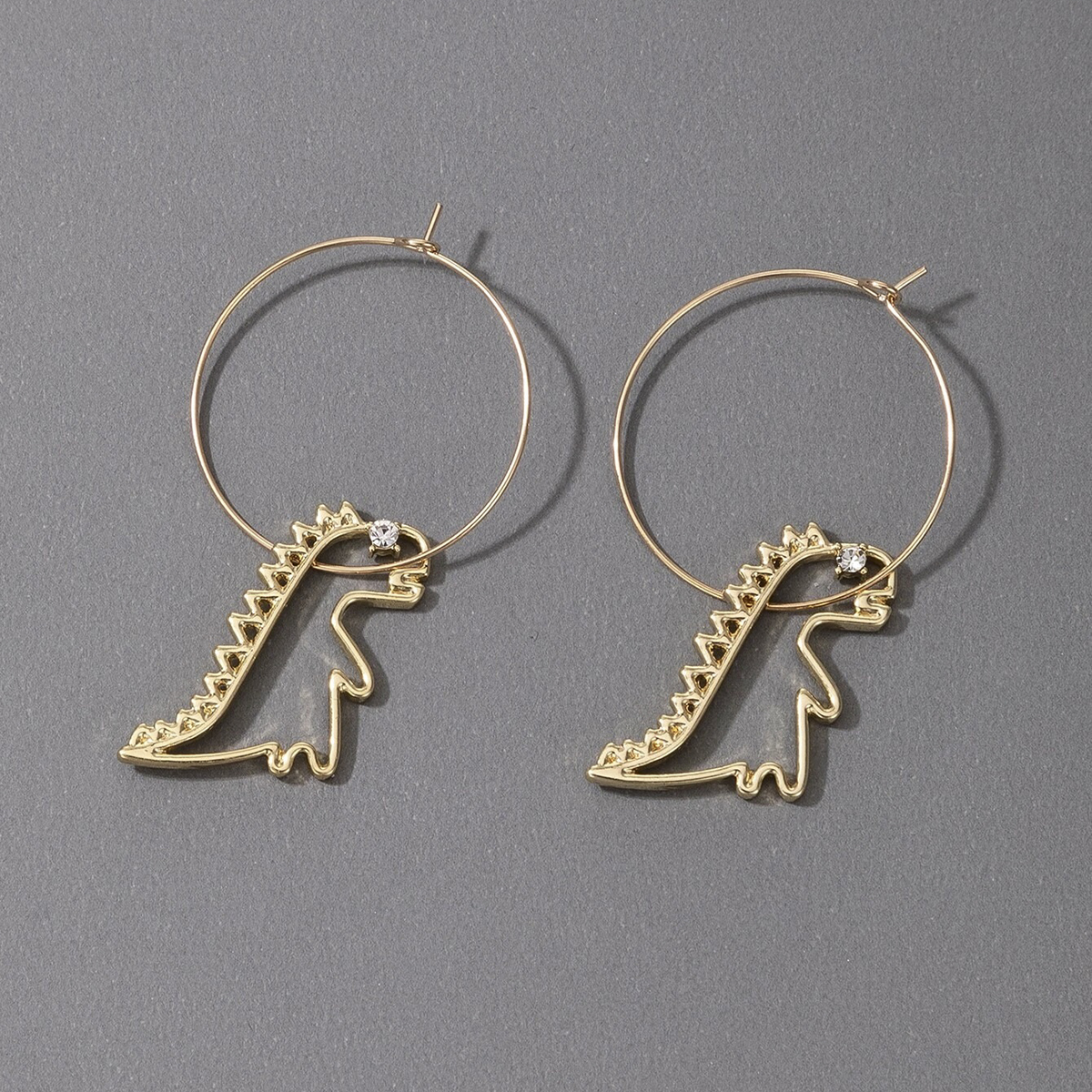 1 Pair Exaggerated Animal Dinosaur Alloy Plating Inlay Artificial Diamond Women's Drop Earrings display picture 1
