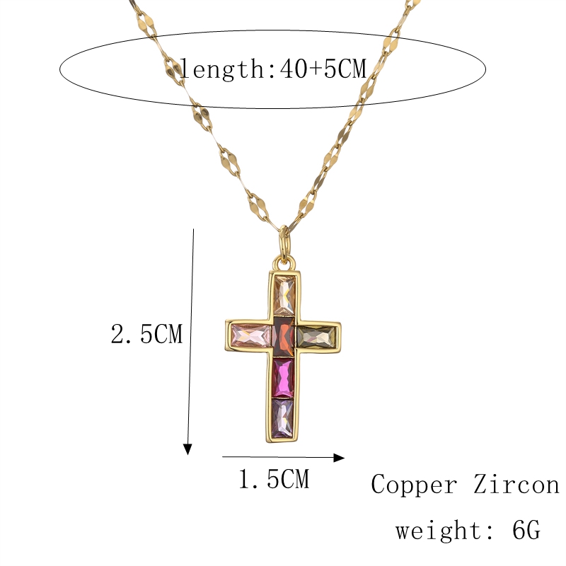 Fashion Cross Copper Plating Inlay Zircon Gold Plated Pendant Necklace display picture 5