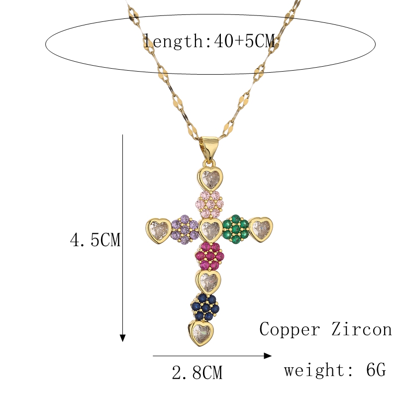 Fashion Cross Copper Plating Inlay Zircon Gold Plated Pendant Necklace display picture 4