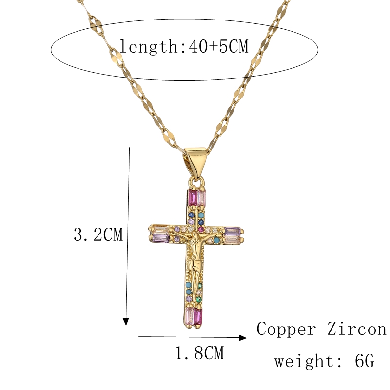 Fashion Cross Copper Plating Inlay Zircon Gold Plated Pendant Necklace display picture 1