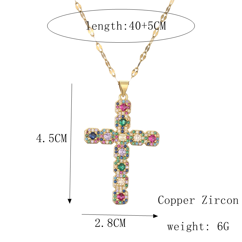 Fashion Cross Copper Plating Inlay Zircon Gold Plated Pendant Necklace display picture 2