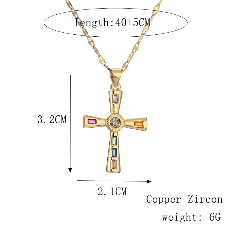 Fashion Cross Copper Plating Inlay Zircon Gold Plated Pendant Necklace display picture 6