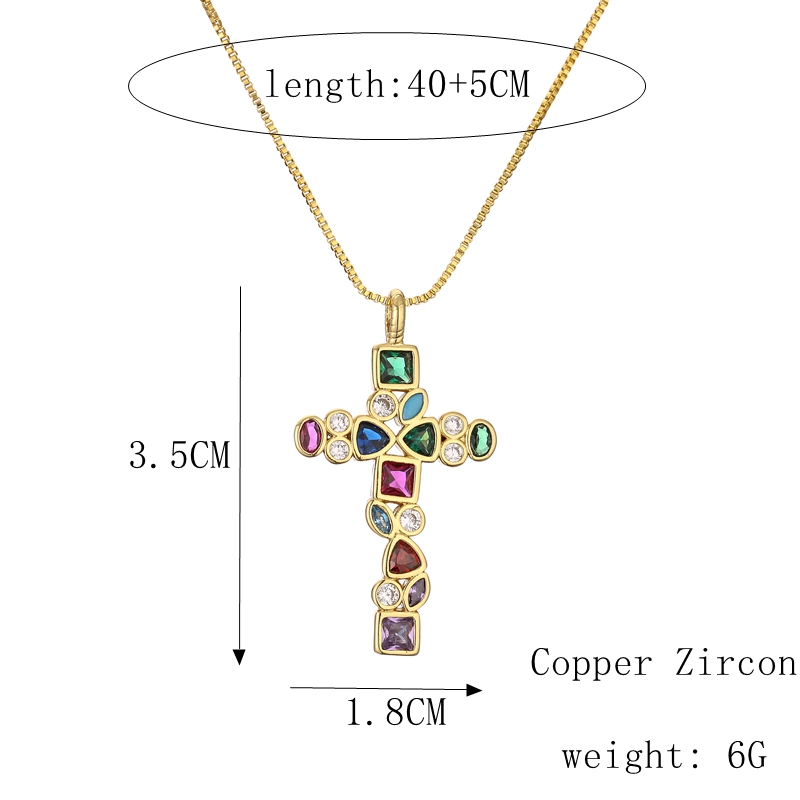 Fashion Cross Copper Plating Inlay Zircon Gold Plated Pendant Necklace display picture 3