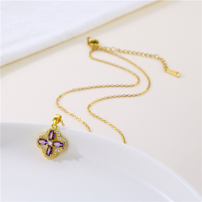 Fashion Water Droplets Heart Shape Snowflake Stainless Steel Inlay Zircon 18k Gold Plated Gold Plated Pendant Necklace display picture 22