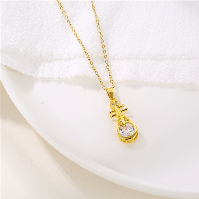 Fashion Water Droplets Heart Shape Snowflake Stainless Steel Inlay Zircon 18k Gold Plated Gold Plated Pendant Necklace display picture 30