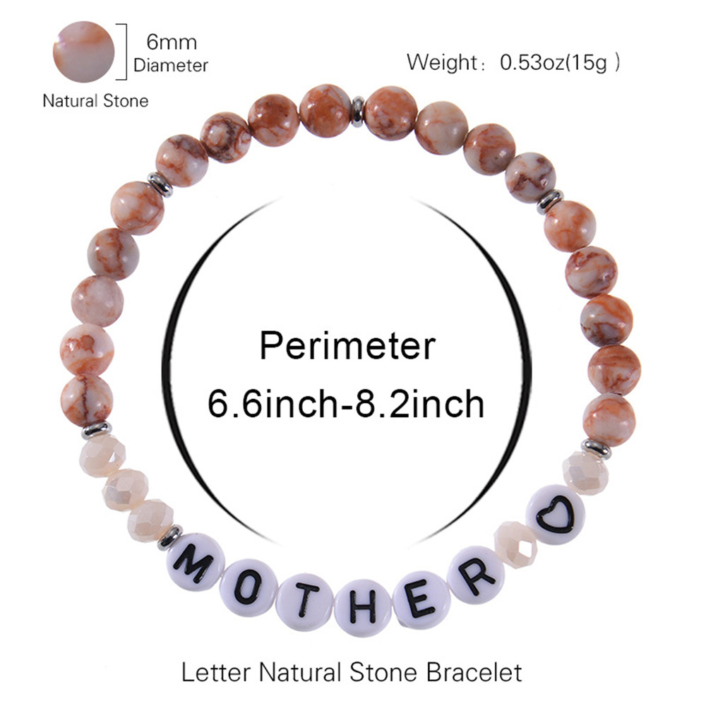 Shiny Letter Arylic Artificial Crystal Natural Stone Beaded Mother's Day Women's Bracelets display picture 8