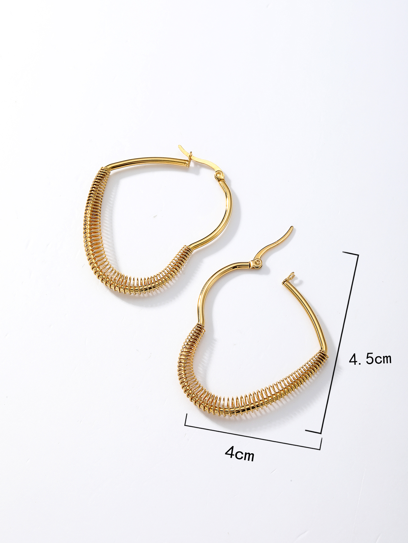 1 Pair Fashion Heart Shape Plating Stainless Steel 18K Gold Plated Earrings display picture 4