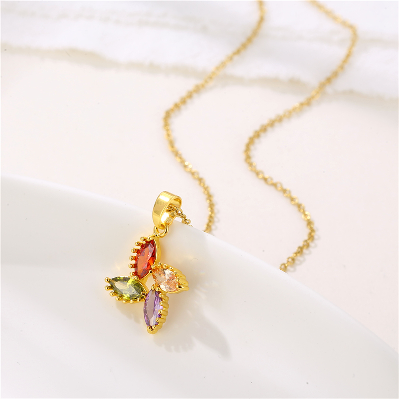 Stainless Steel Titanium Steel 18K Gold Plated Shiny Inlay Angel Peacock Butterfly Zircon Pendant Necklace display picture 8