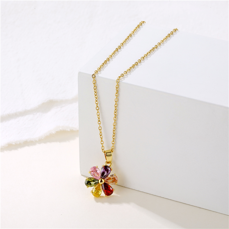 Stainless Steel Titanium Steel 18K Gold Plated Shiny Inlay Angel Peacock Butterfly Zircon Pendant Necklace display picture 12