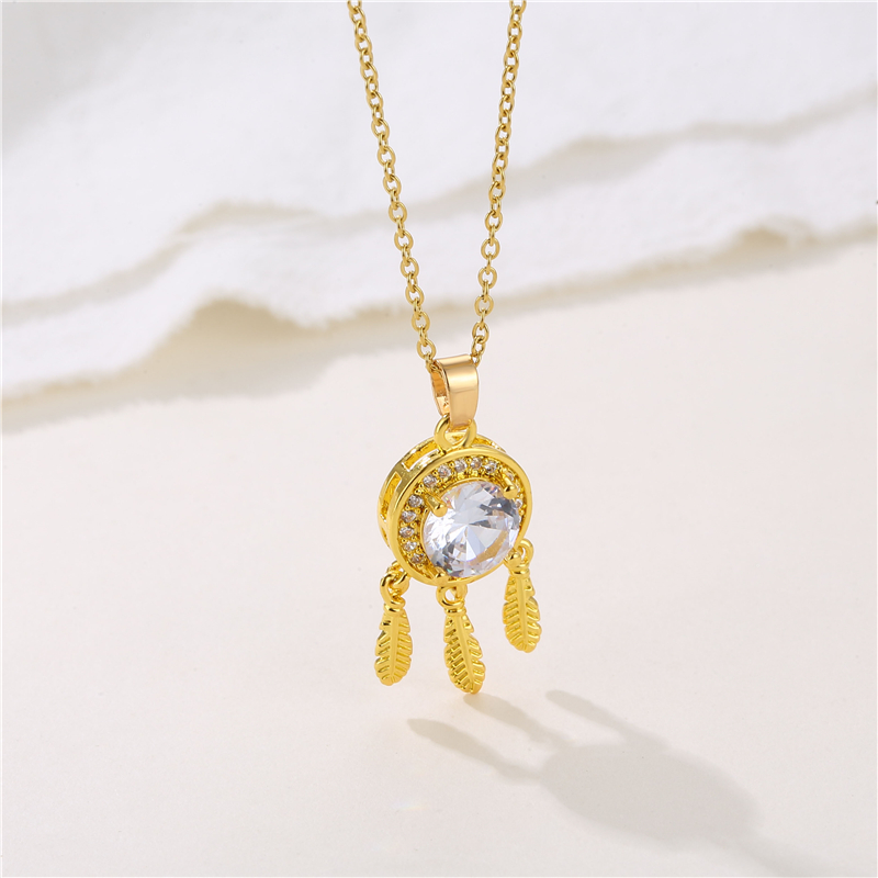 Stainless Steel Titanium Steel 18K Gold Plated Shiny Inlay Angel Peacock Butterfly Zircon Pendant Necklace display picture 26