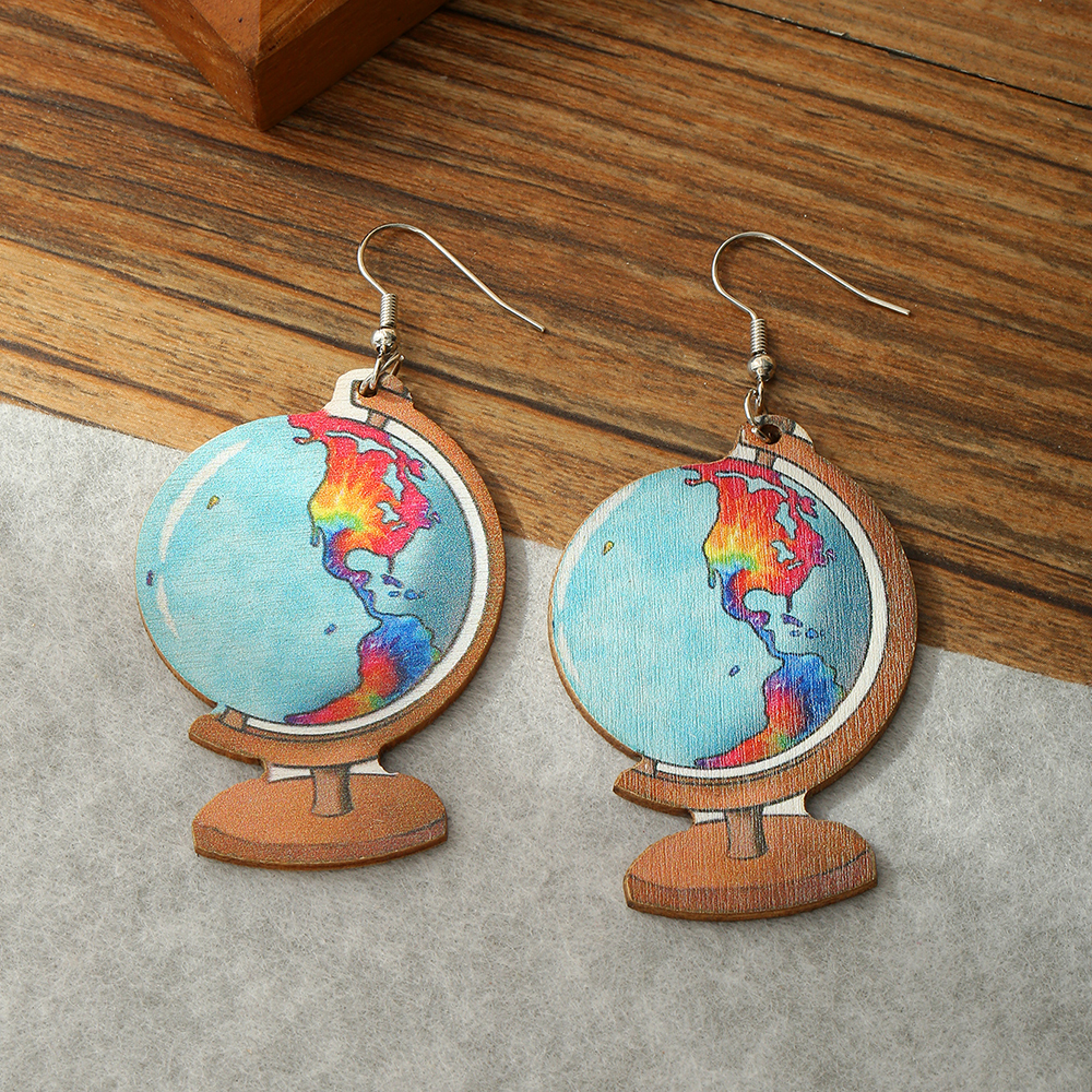 Wholesale Jewelry 1 Pair Novelty Earth Wood Drop Earrings display picture 1
