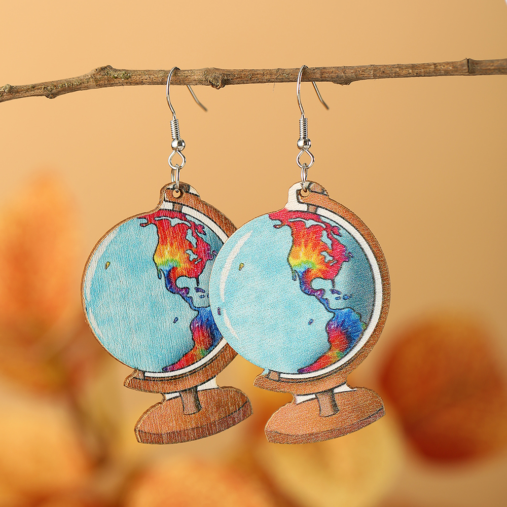 Wholesale Jewelry 1 Pair Novelty Earth Wood Drop Earrings display picture 5