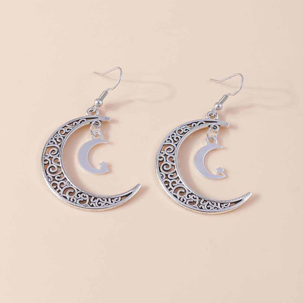1 Pair Simple Style Moon Alloy Women's Drop Earrings display picture 2