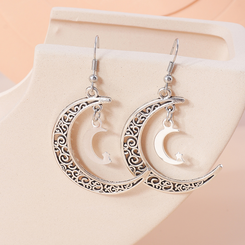 1 Pair Simple Style Moon Alloy Women's Drop Earrings display picture 7