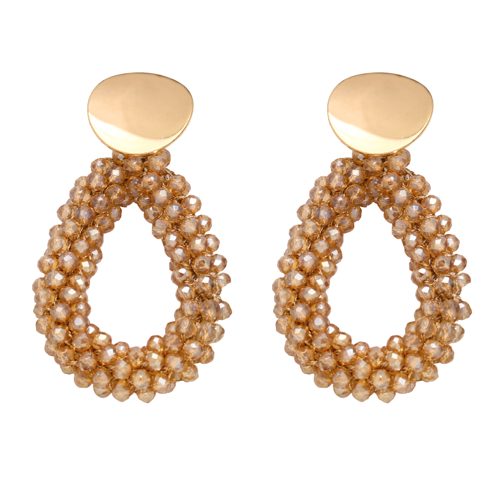 1 Pair Fashion Water Droplets Beaded Beads 18k Gold Plated Drop Earrings display picture 6
