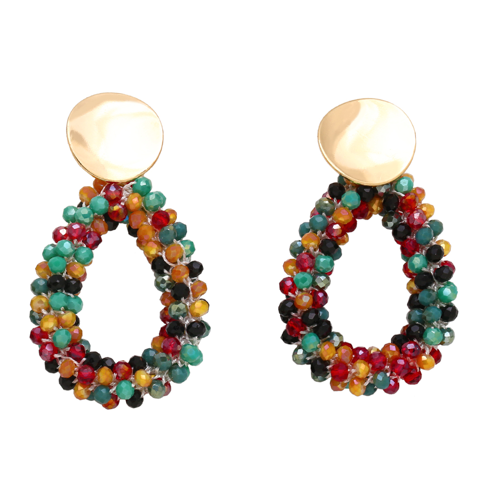 1 Pair Fashion Water Droplets Beaded Beads 18k Gold Plated Drop Earrings display picture 8