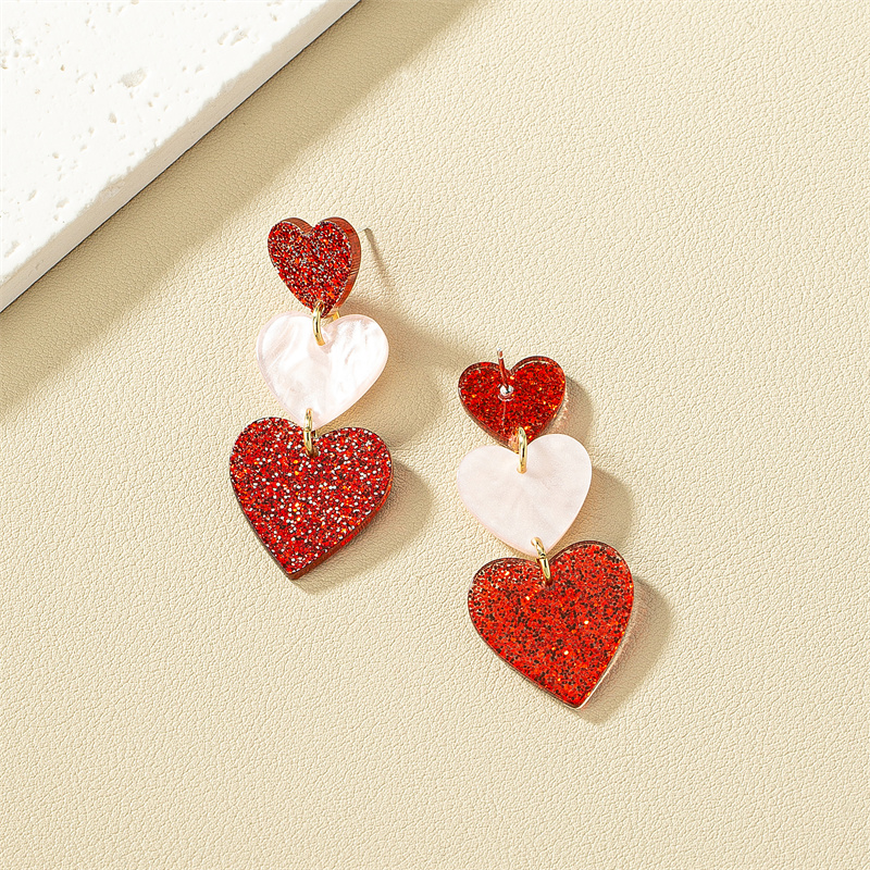 1 Pair Fashion Heart Shape Arylic Stoving Varnish Women's Drop Earrings display picture 3
