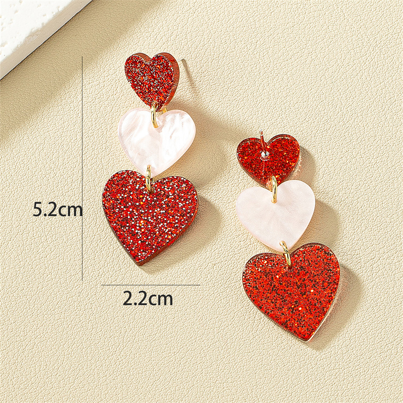 1 Pair Fashion Heart Shape Arylic Stoving Varnish Women's Drop Earrings display picture 5