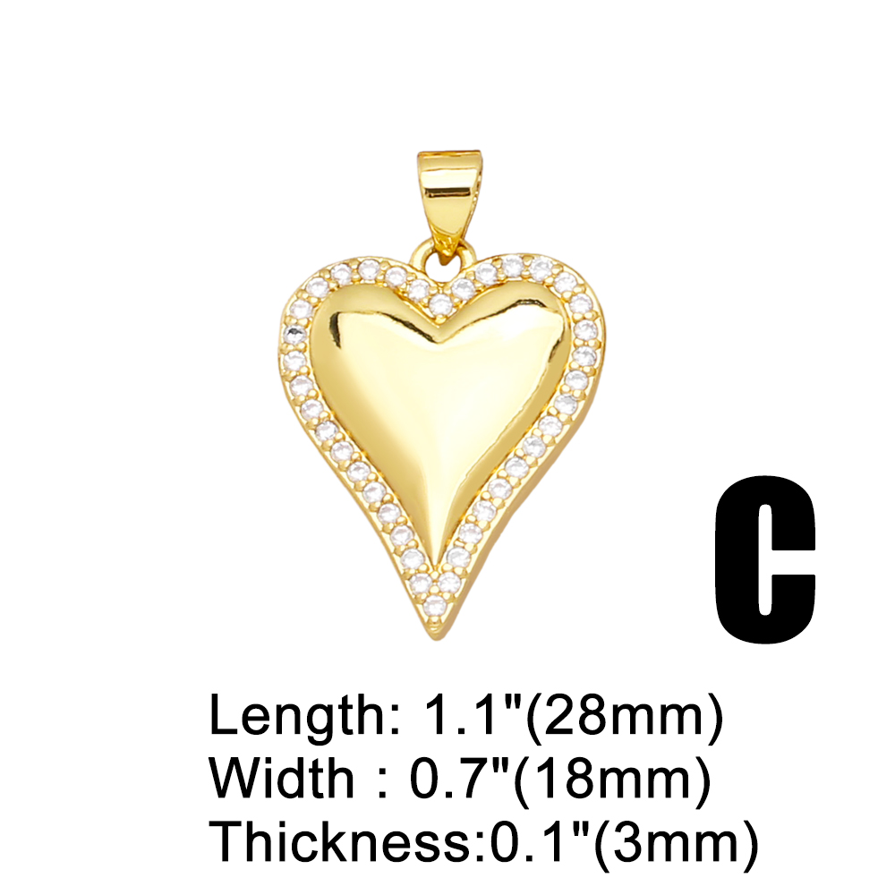 1 Piece Simple Style Heart Shape Copper Inlay Zircon 18k Gold Plated Jewelry Accessories display picture 3