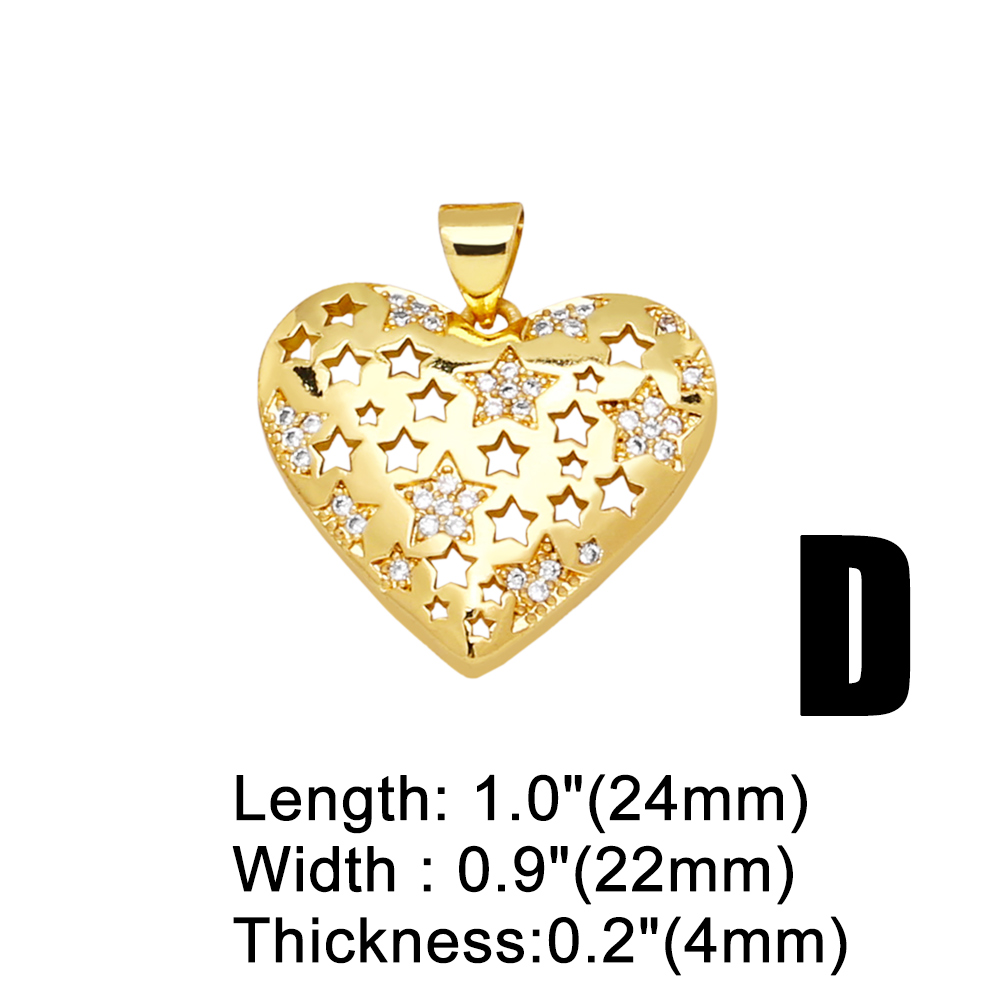 1 Piece Simple Style Heart Shape Copper Inlay Zircon 18k Gold Plated Jewelry Accessories display picture 6
