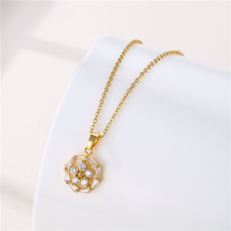 Stainless Steel Titanium Steel 18K Gold Plated Retro Plating Inlay Water Droplets Heart Shape Snowflake Zircon Pendant Necklace display picture 27