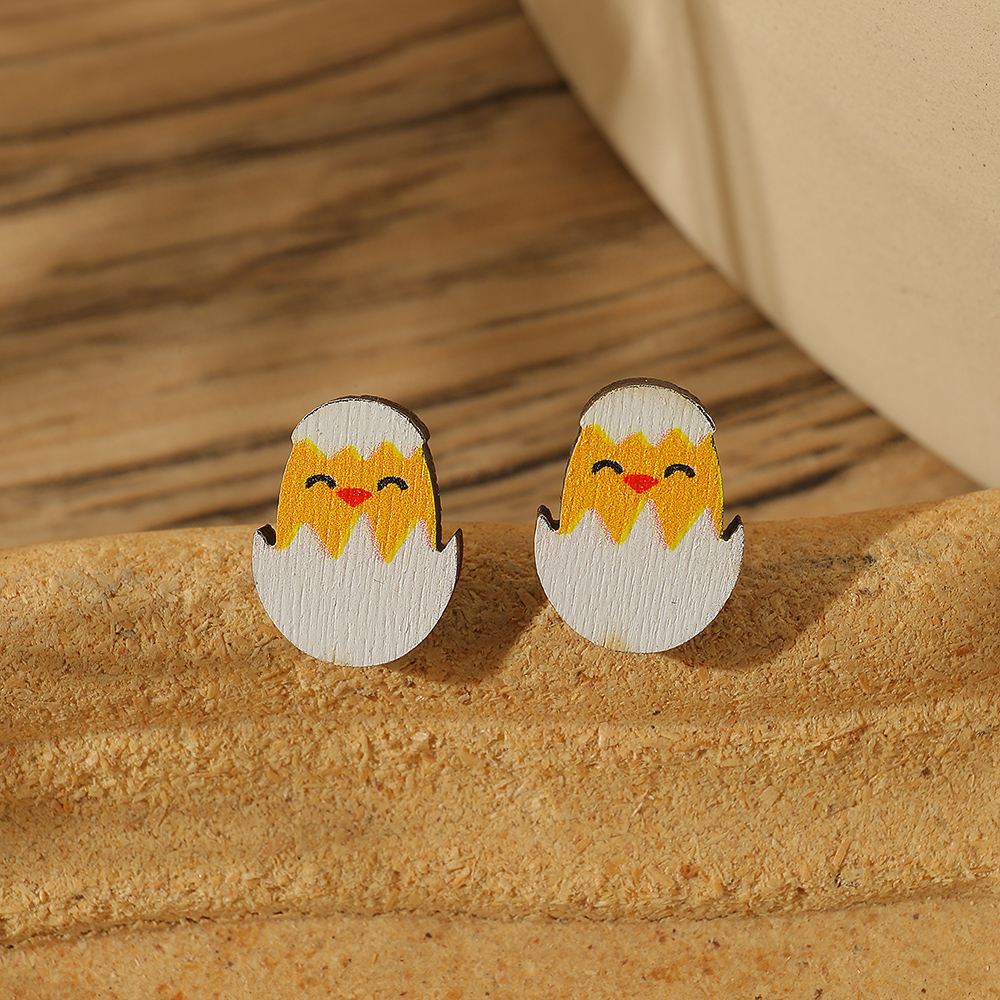 1 Pair Cute Rabbit Butterfly Duck Wood Ear Studs display picture 7