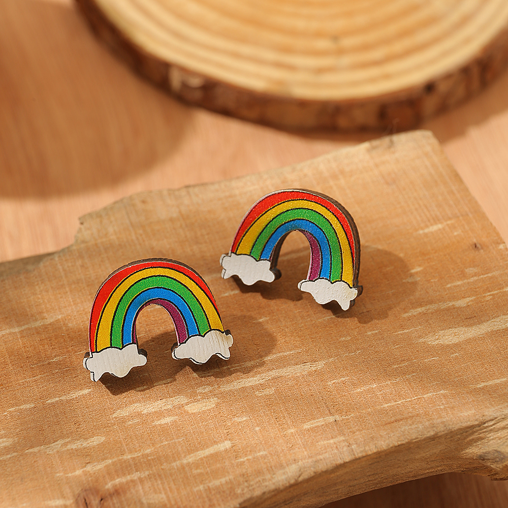 1 Pair Cute Rabbit Butterfly Duck Wood Ear Studs display picture 9
