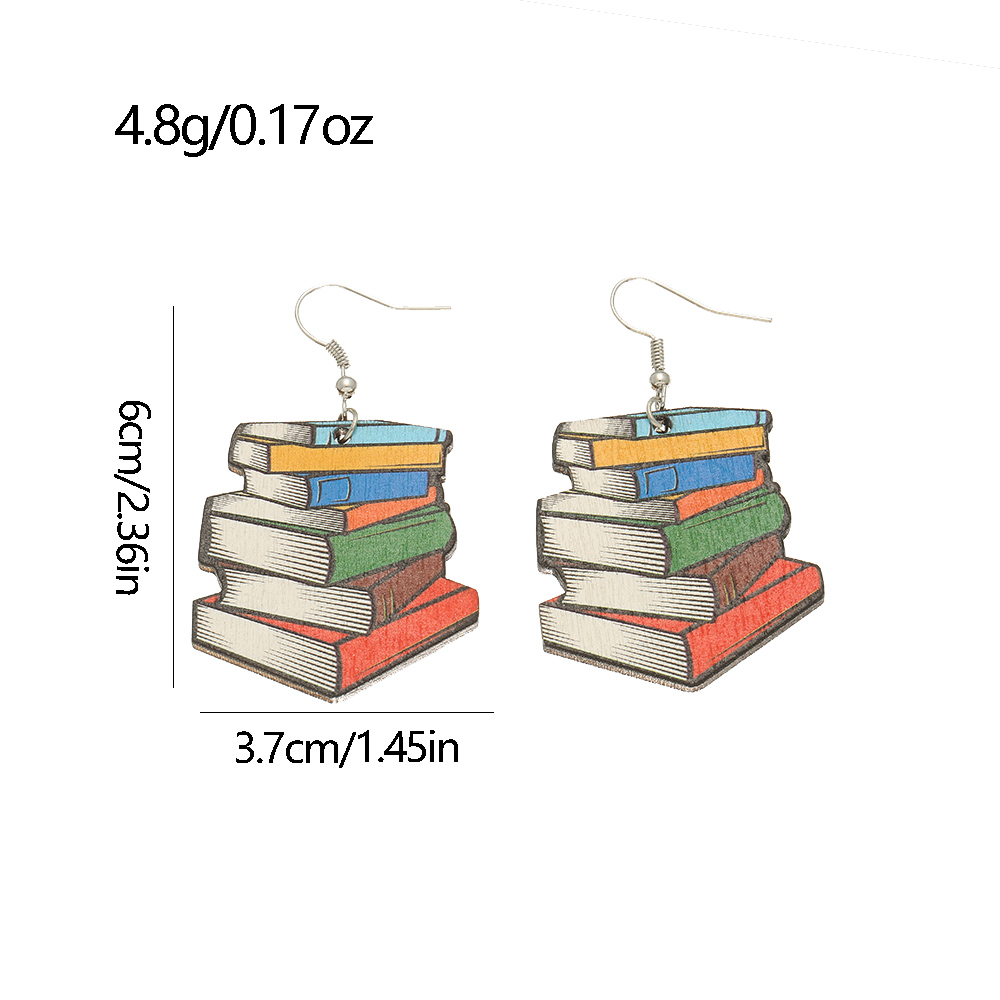 Wholesale Jewelry 1 Pair Cartoon Style Book Wood Drop Earrings display picture 2