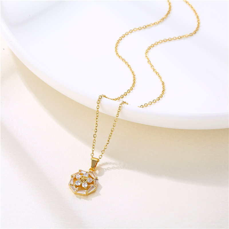 Stainless Steel Titanium Steel 18K Gold Plated Retro Plating Inlay Water Droplets Heart Shape Snowflake Zircon Pendant Necklace display picture 28