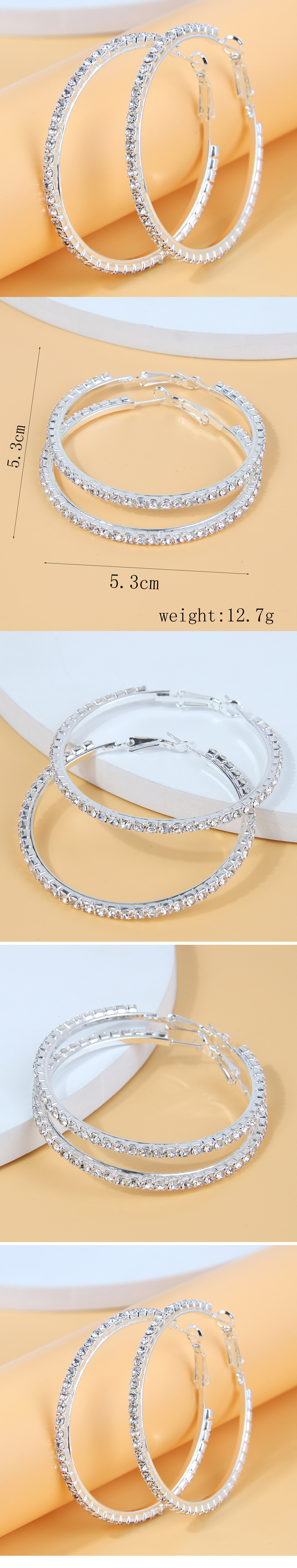 Fashion Simple Style Round Alloy Inlay Rhinestones Women's Hoop Earrings display picture 1