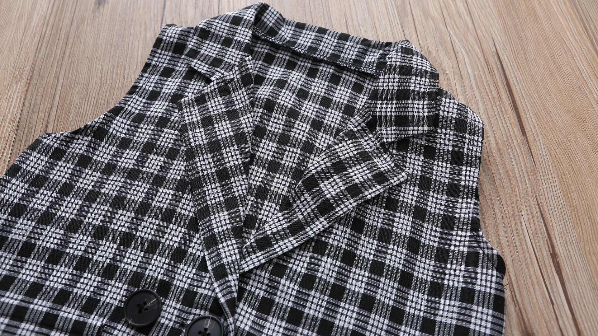 Cute Houndstooth Plaid Elastic Waist Cotton Blend Girls Clothing Sets display picture 1