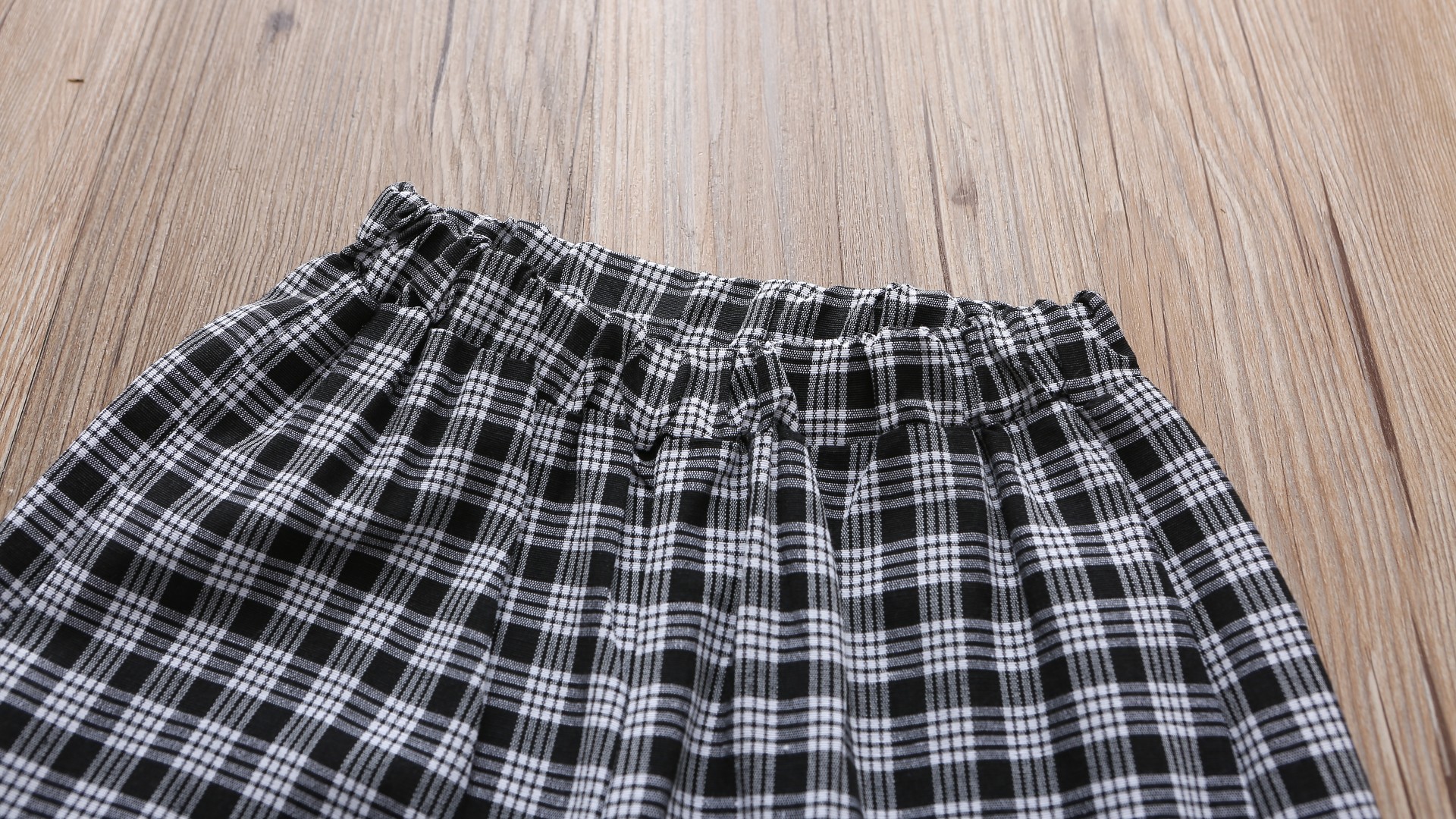 Cute Houndstooth Plaid Elastic Waist Cotton Blend Girls Clothing Sets display picture 4