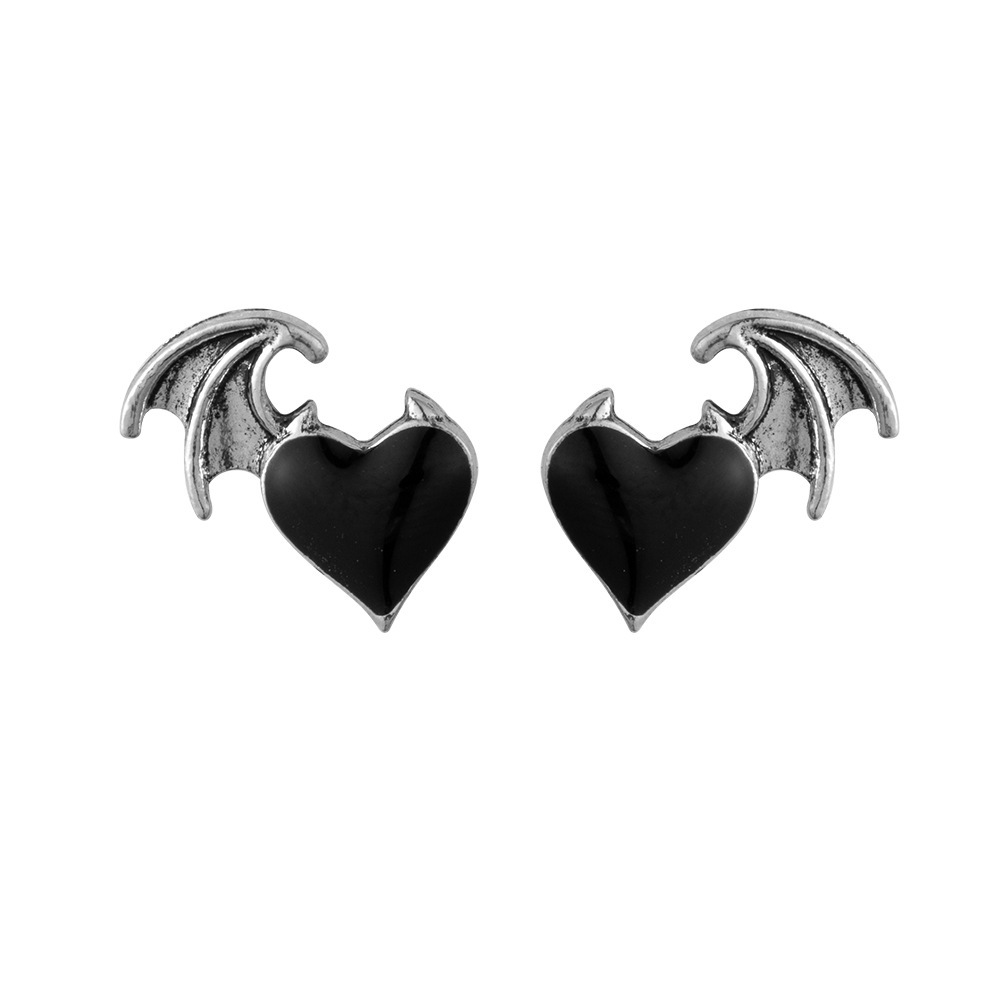 1 Pair Cool Style Heart Shape Wings Alloy Enamel Plating Women's Ear Studs display picture 1