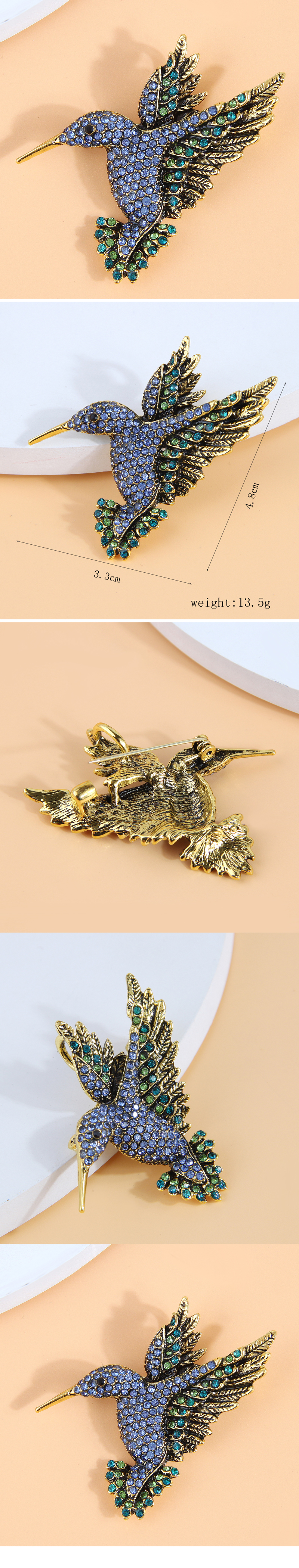 Vintage Style Bird Alloy Inlay Rhinestones Women's Brooches 1 Piece display picture 1