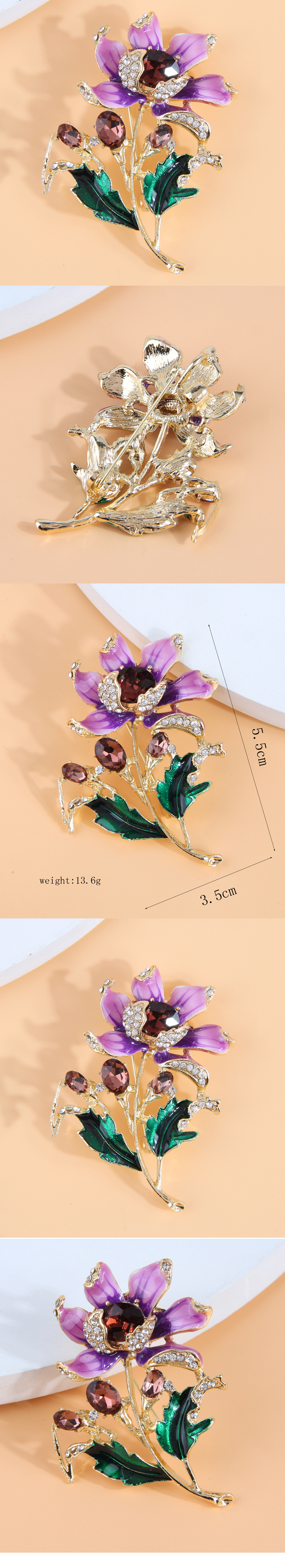 Sweet Flower Alloy Inlay Rhinestones Women's Brooches 1 Piece display picture 1