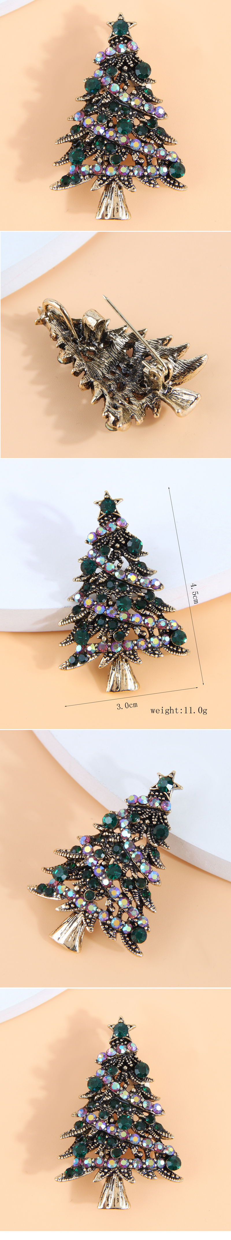 Rétro Sapin De Noël Alliage Incruster Strass Femmes Broches 1 Pièce display picture 1