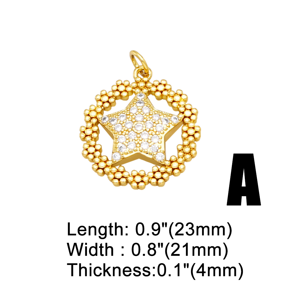 1 Piece Fashion Simple Style Pentagram Star Copper Plating Inlay Zircon 18k Gold Plated Pendants Jewelry Accessories display picture 4