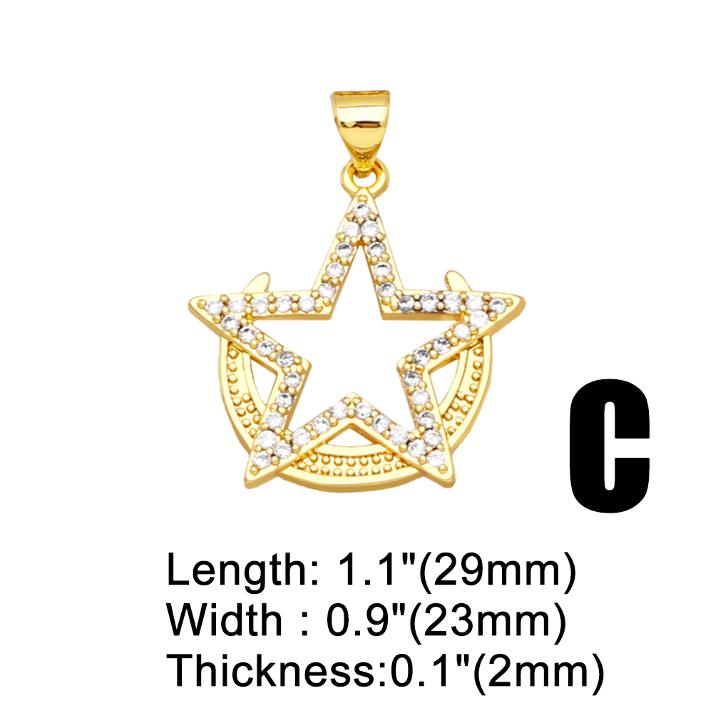 1 Piece Fashion Simple Style Pentagram Star Copper Plating Inlay Zircon 18k Gold Plated Pendants Jewelry Accessories display picture 5