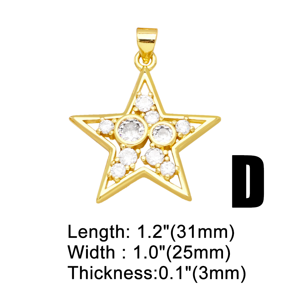 1 Piece Fashion Simple Style Pentagram Star Copper Plating Inlay Zircon 18k Gold Plated Pendants Jewelry Accessories display picture 6