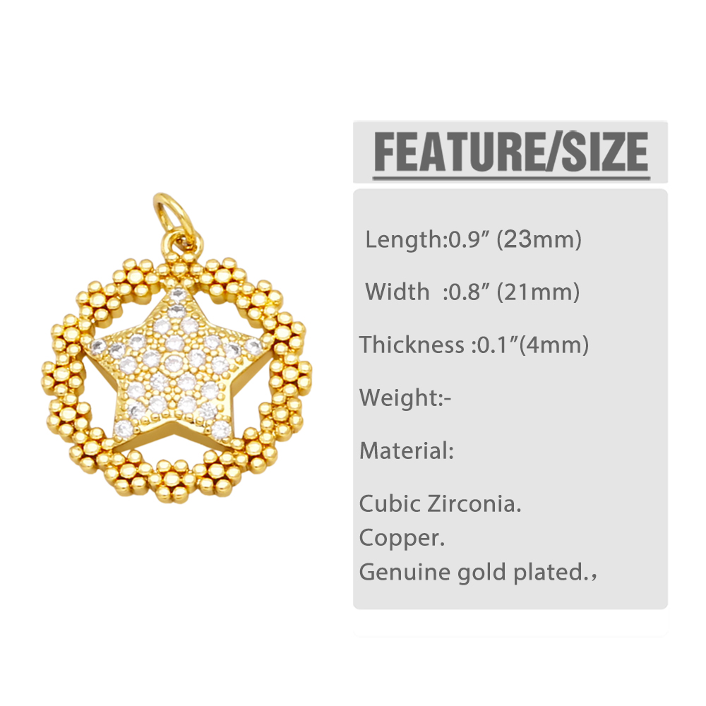 1 Piece Fashion Simple Style Pentagram Star Copper Plating Inlay Zircon 18k Gold Plated Pendants Jewelry Accessories display picture 1