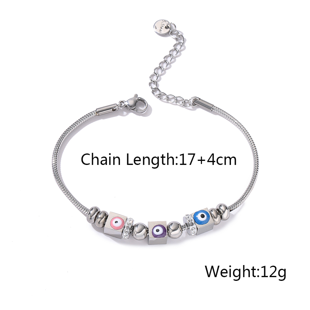 Casual Devil'S Eye 304 Stainless Steel White Gold Plated Zircon Bracelets In Bulk display picture 1